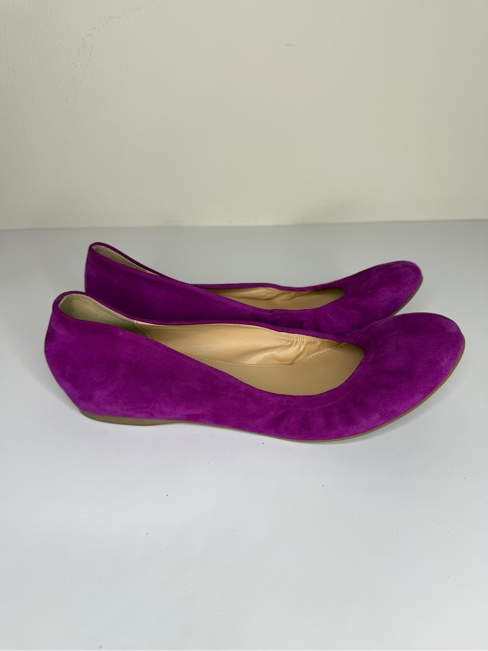 J.Crew Ballet Flats Shoes Womens Size 7.5 Pink Suede Round Toe Slip On Comfort